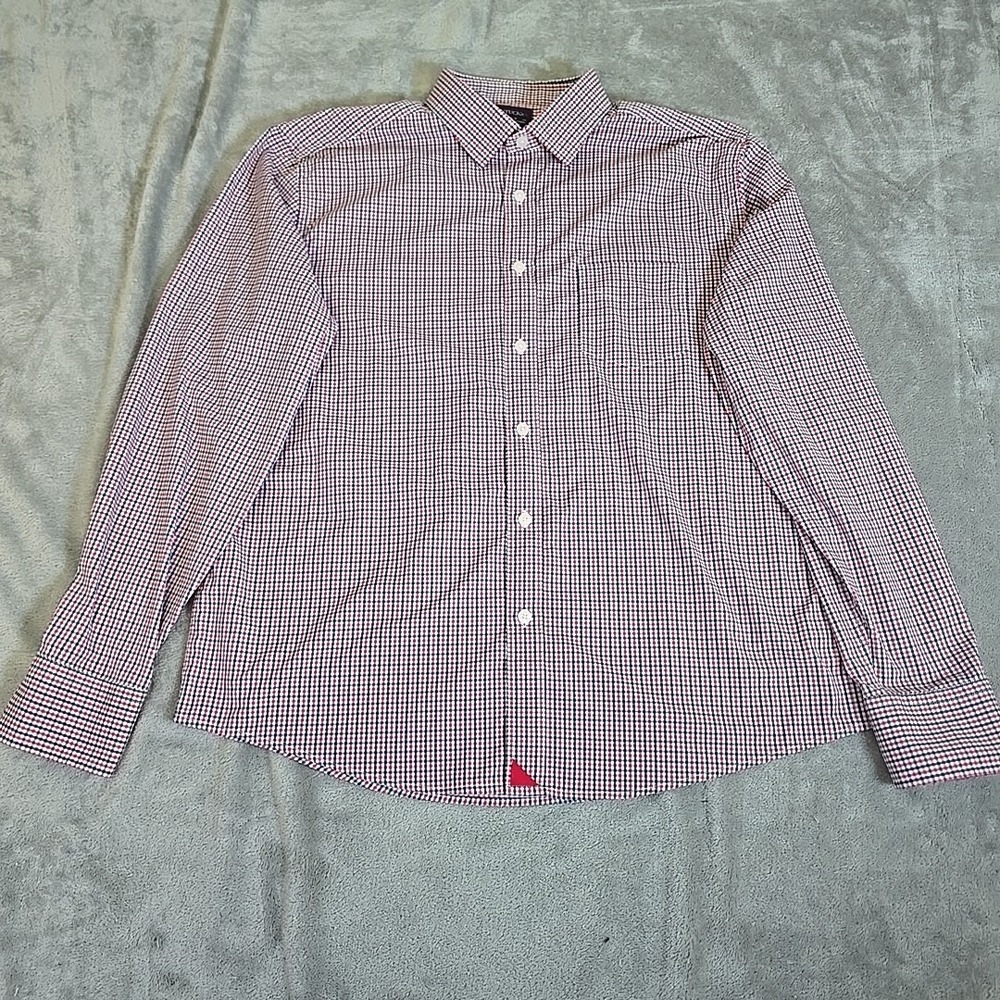 UNTUCKit Shirt Mens Large Red /Blue Gingham Plaid Long Sleeve Button Up Cotton